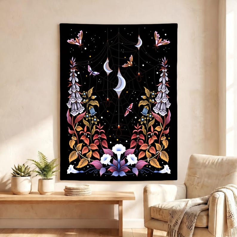 Gothic Spider Web Tapestry Cre - Spider Plant Hanging ulasan dan harga